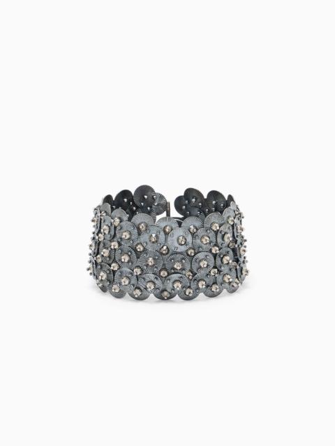 GIORGIO ARMANI BRASS BRACELET WITH DISCS AND SWAROVSKI CRYSTALS