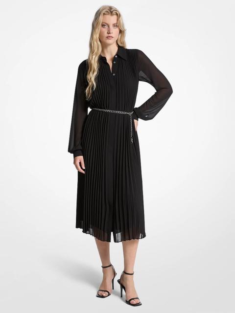 MICHAEL KORS Pleated Georgette Shirtdress