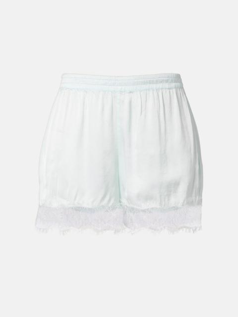 Poupette St Barth Doris lace-trimmed satin shorts