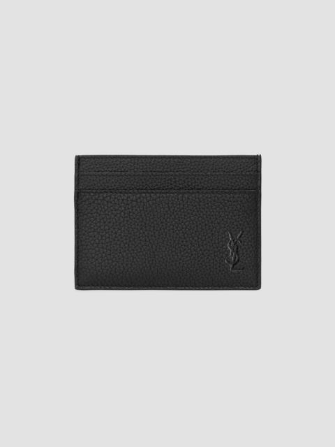 SAINT LAURENT Men's Cassandre Shadow Card Case in Grained Leather - Black