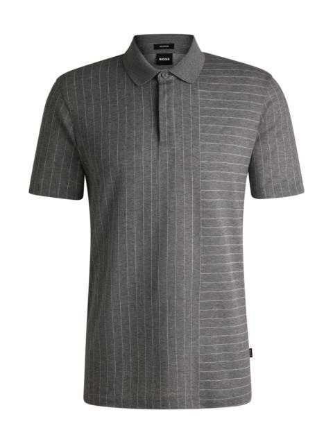 BOSS MERCERIZED-COTTON POLO SHIRT WITH MIXED STRIPES