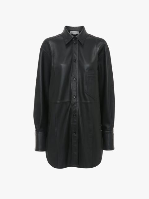 Victoria Beckham Oversized Shirt In Black Leather