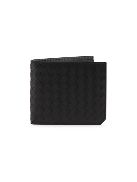 Bottega Veneta Men's Intrecciato Leather Bifold Wallet - Black Silver