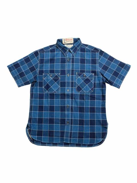 SUGAR CANE FICTION ROMANCE - 5oz. INDIGO PLAID WORK SHIRT - SC39733