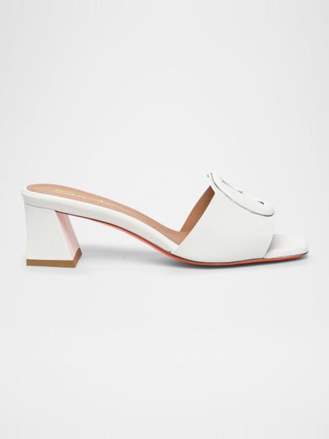 Santoni Marta Leather Buckle Mule Sandals