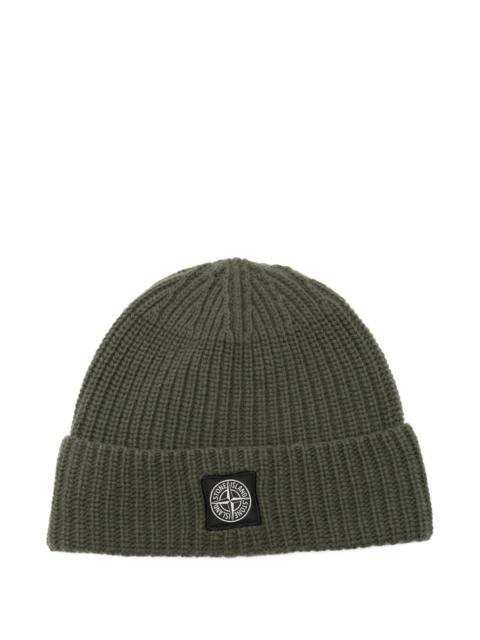 Stone Island Stone Island Ribbed-knit Logo-patch Beanie