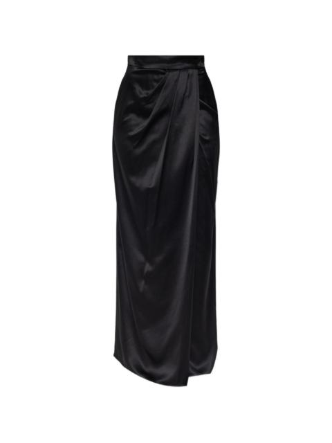 Max Mara long silk satin skirt - dark grey