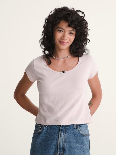 Checkerboard Bow Scoop T-Shirt