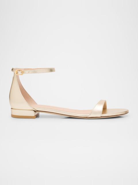 Stuart Weitzman Nudist Metallic Ankle-Strap Sandals