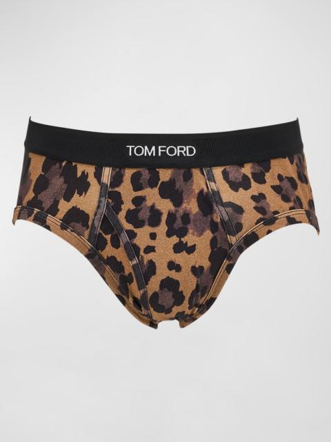 TOM FORD Men's Leopard-Print Cotton Jersey Briefs