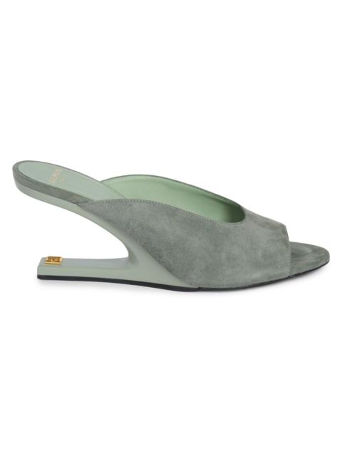 Balmain Women's 75MM Suede Mules - Faded Green