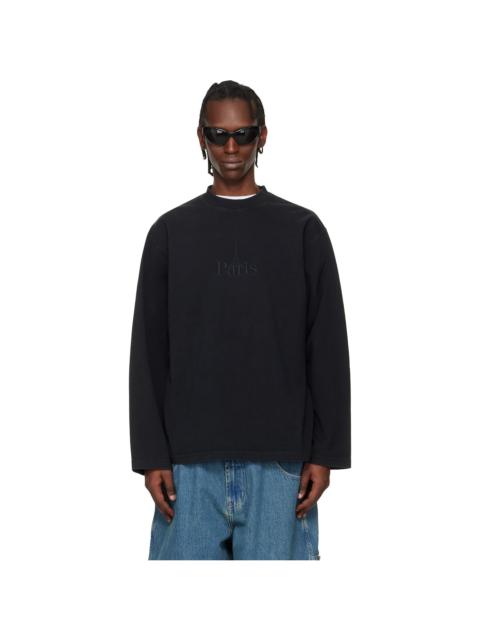 VETEMENTS Black 'Paris' Embroidered Longsleeve T-shirt