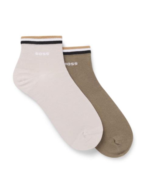 BOSS TWO-PACK OF SHORT-LENGTH SOCKS WITH SIGNATURE-STRIPE CUFFS