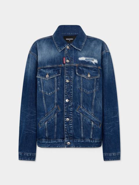 DSQUARED2 WEATHERED SUEDE OVERSIZED JEAN JACKET