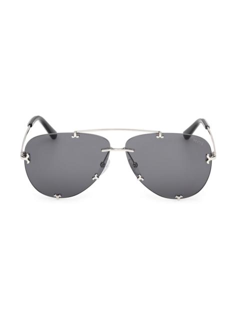 PUCCI Women's 61MM Aviator Sunglasses - Silver Black Smoke