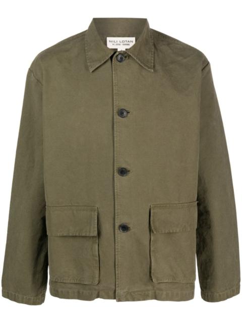 single-breasted button-fastening jacket