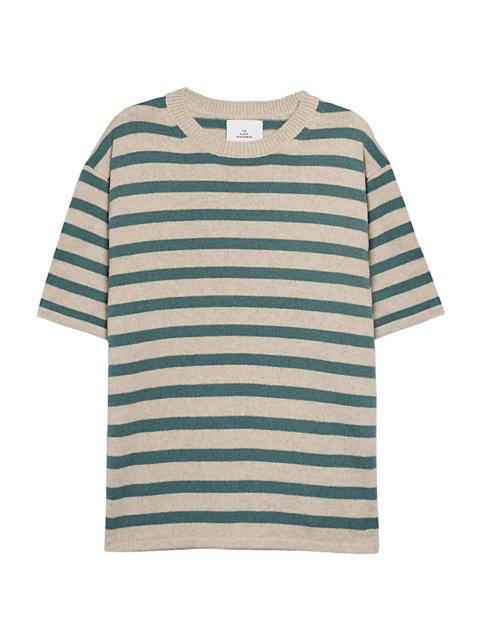 The Elder Statesman Men's Scout Stripe Knit T-Shirt - Oatmeal Cypress