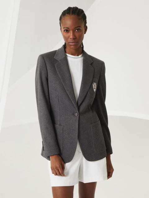 Brunello Cucinelli Techno cotton piqué blazer with logo and monili