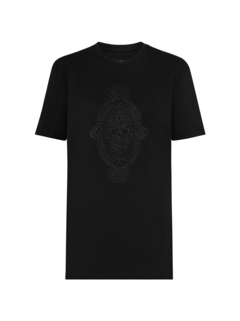 skull-embroidered cotton T-shirt