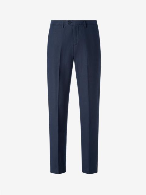 CORNELIANI Garment-dyed navy blue canvas trousers