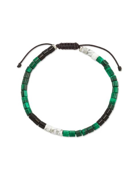 KENDRA SCOTT Grey Oxidized Sterling Silver Beaded Bracelet in Verde Mix