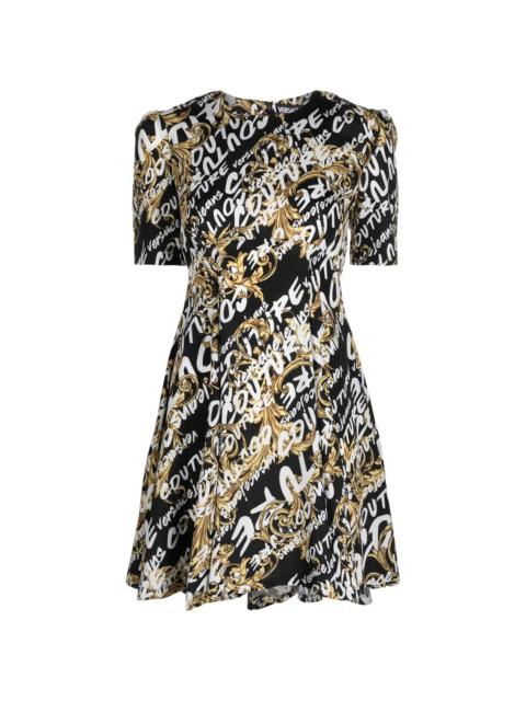 logo-baroque print dress