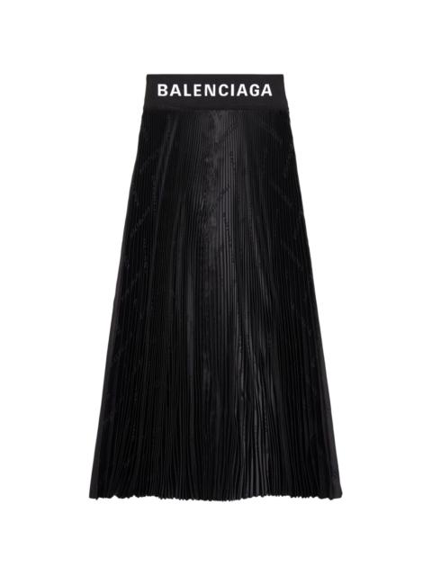 pleated logo-jacquard midi skirt