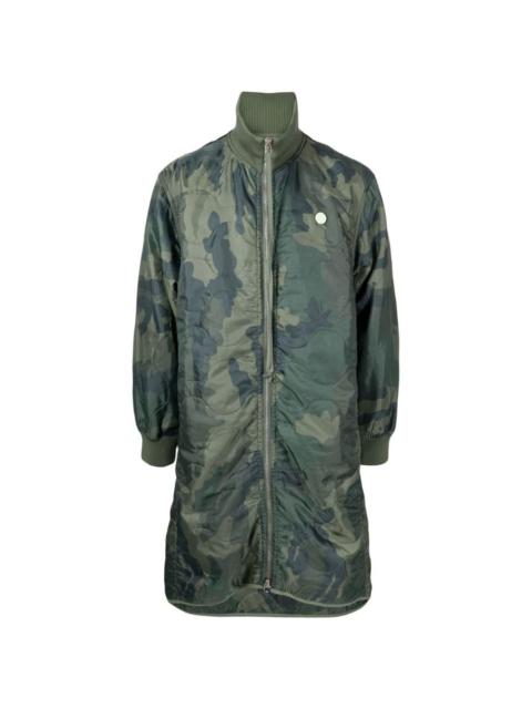 quilted camouflage zip-up coat