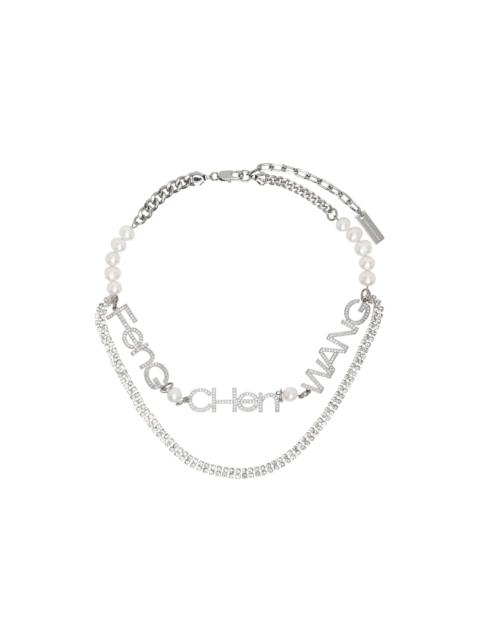 FENG CHEN WANG Silver Pearl Diamond Necklace