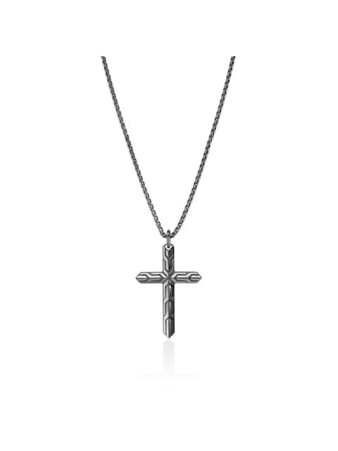 JOHN HARDY Icon 50 Cross Pendant Necklace, Dark Silver