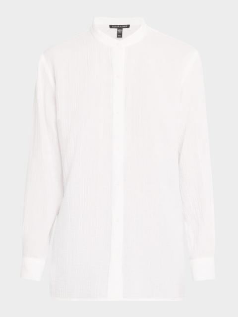 EILEEN FISHER Button-Down Ripple Organic Cotton Shirt