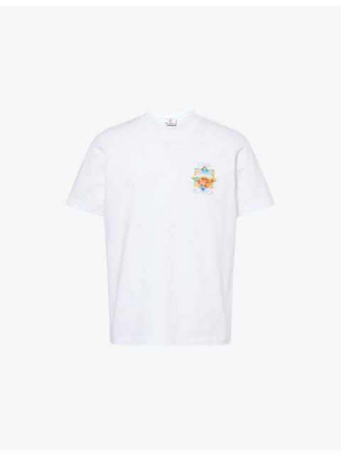 CASABLANCA Tennis Logo-Print Cotton T-Shirt