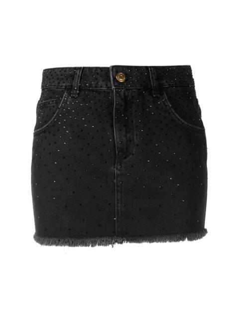 rhinestone-embellished denim skirt