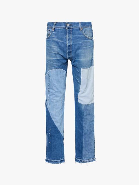 Kelly 5001 patch-work straight-leg low-rise denim jeans