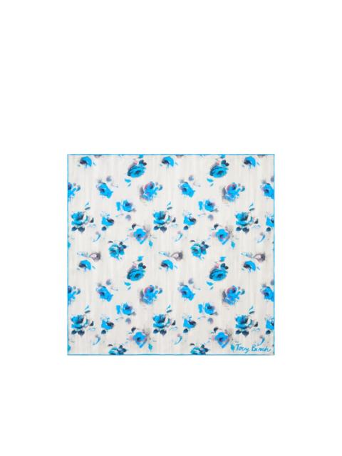 TORY BURCH blue roses neckerchief