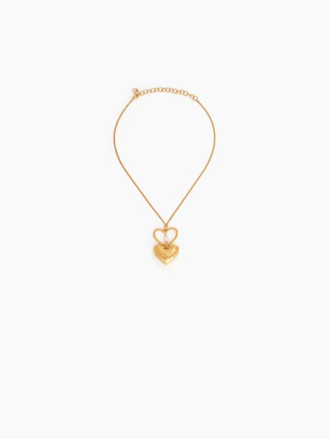 NINA RICCI DOUBLE HEART NECKLACE IN BRASS