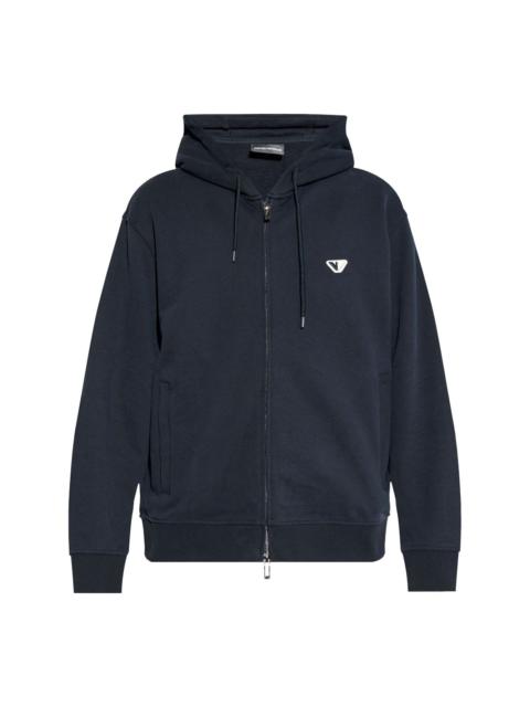 embroidered logo zipped hoodie