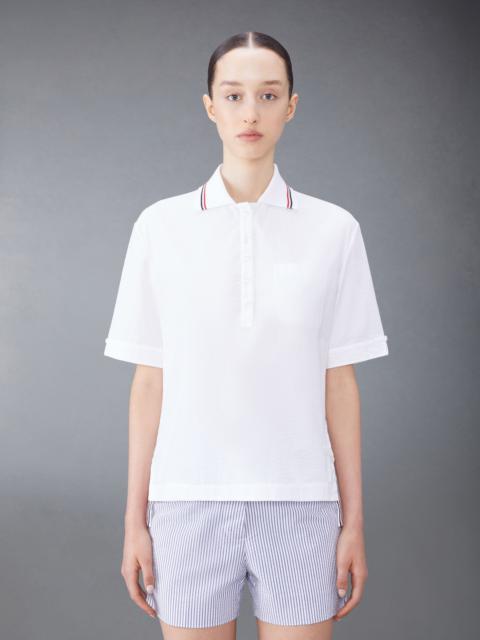 Thom Browne RWB-stripe seersucker polo top