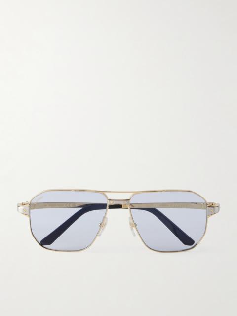 Cartier Santos De Cartier Gold- And Silver-tone Aviator-style Sunglasses