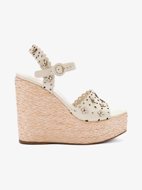 Larroudé Jasmine Wedge In Ivory Leather