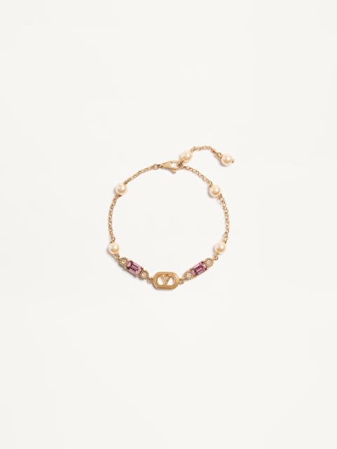 Valentino OVALETTE BRACELET IN METAL, PEARLS AND SWAROVSKI® CRYSTALS