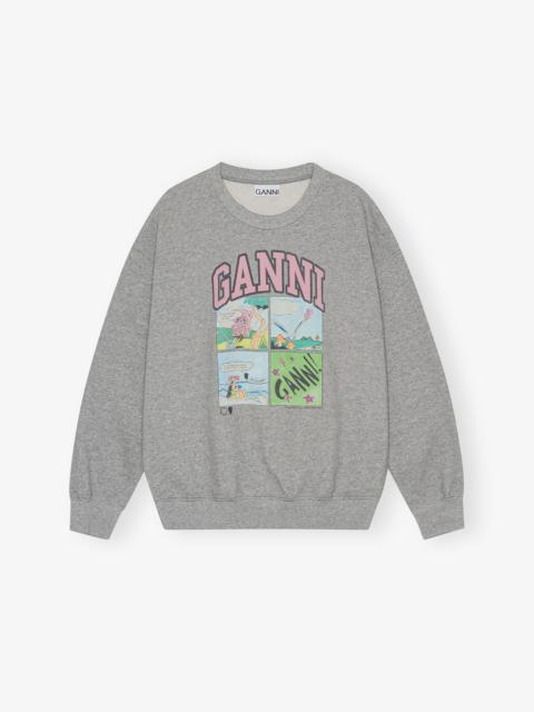 GANNI GREY ISOLI OVERSIZED GRAPHIC SWEATSHIRT
