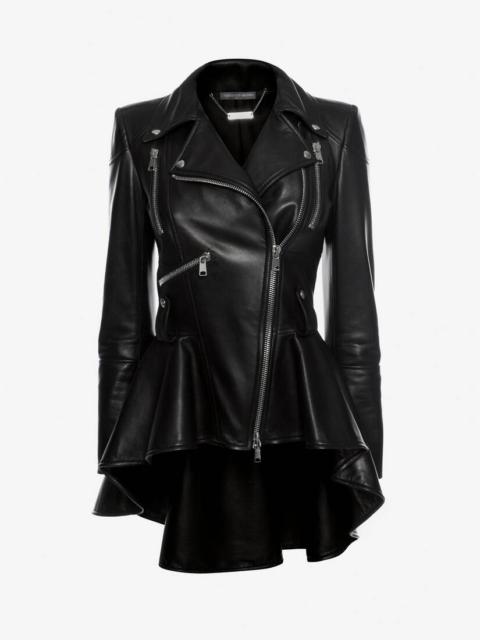 Alexander McQueen Women's Leather Biker Jacket in Black