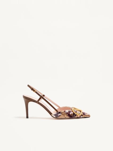 Valentino VLOGO SIGNATURE SLINGBACK PUMPS WITH ANIMALIER EMBROIDERY 80MM