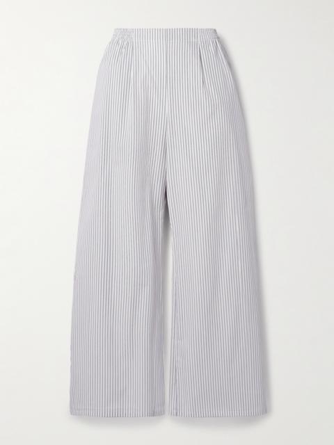 LESET Yoshi Pinstriped Cotton-blend Poplin Wide-leg Pants