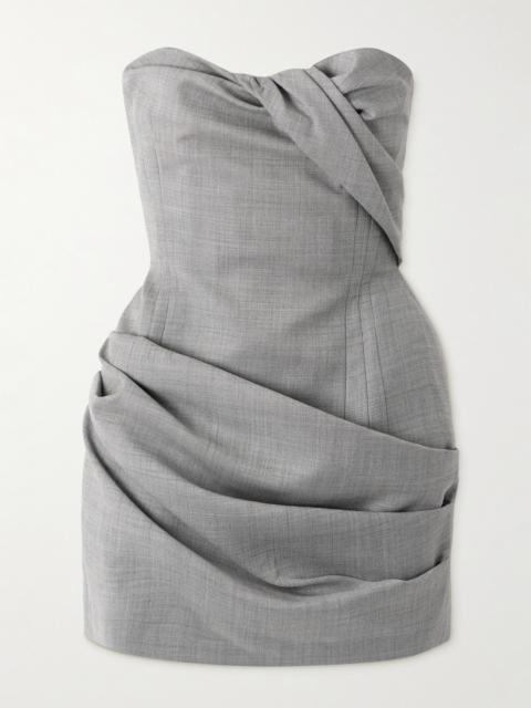 MAGDA BUTRYM Strapless Draped Grain De Poudre Wool-blend Mini Dress