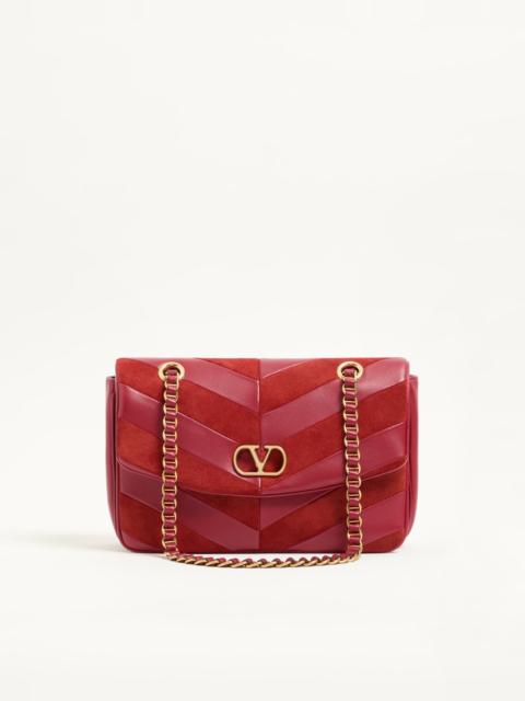 Valentino VALENTINO GARAVANI DJUNA MEDIUM CHAIN BAG IN SUEDE AND NAPPA WITH CHEVRON PATTERN
