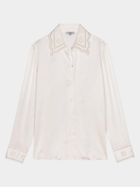 Rails Clarise Silk Scallop-Trimmed Shirt