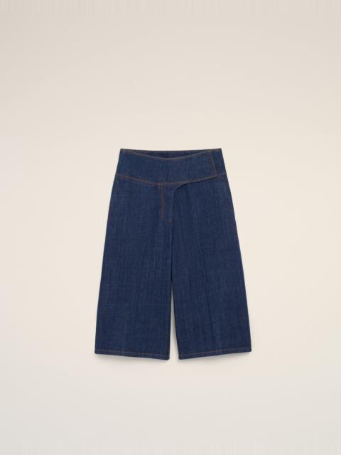 AMI Paris BLUE COTTON WRAPPED BELTED BERMUDA SHORTS