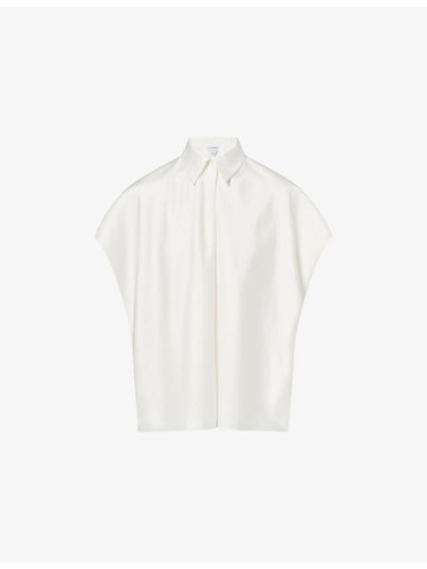 Bottega Veneta Collared Cap-Sleeve Silk Top